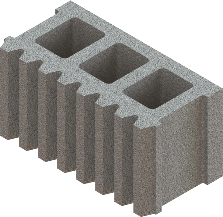 بلك مباني محزز أسمنتي مفرغ بثلاث فتحات