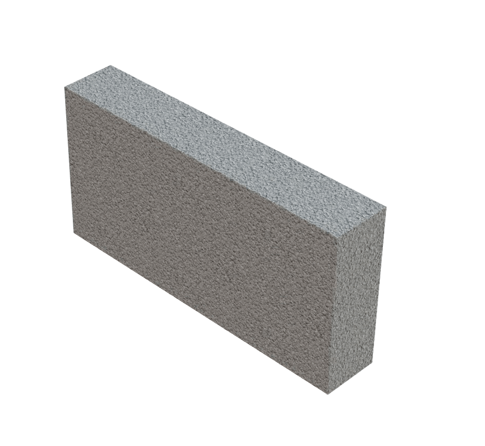 صورة توضيحية لمنتج بلك خرساني مصمت من "دي سي بلوك"، تظهر الهيكل الصلب تماماً والخالي من الفراغات والمصمم لتحمل الأحمال الإنشائية الثقيلة والأساسات.